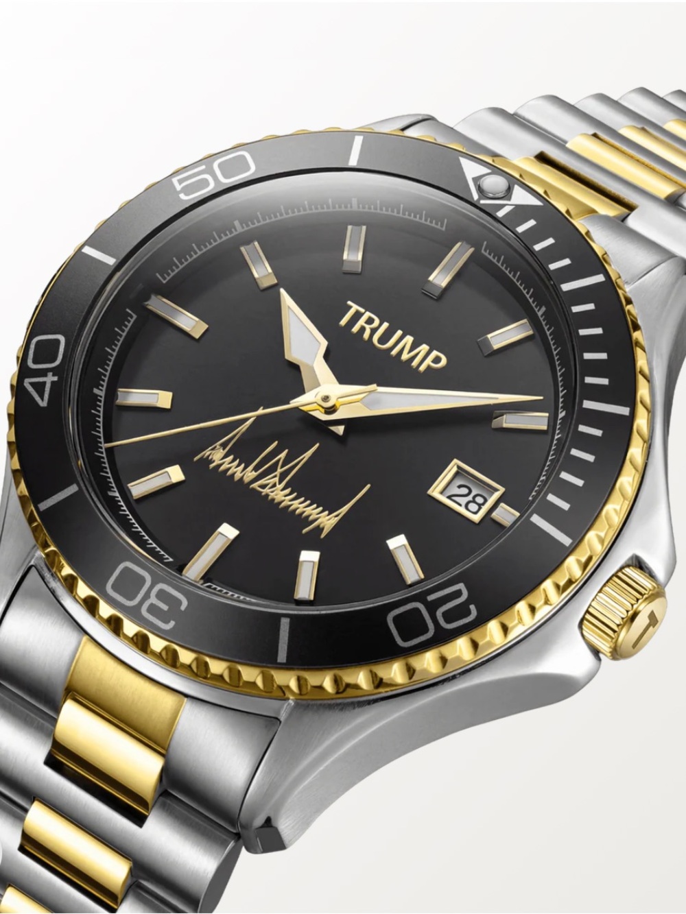 Trump Stainless Steel Two-Tone Watch with Black Dial - Picture 13 of 14